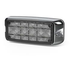 Luz de Advertencia de 10 LED, Rojo/Claro, 5x2 Pulgadas, Lente Transparente, Bisel Cromado