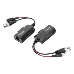 Kit de transceptores activos con conector para alimentación (12V/24Vcc/AC) TurboHD para aplicaciones de video por UTP Cat5e/6 en HD. Distancia de hasta 150 m en 4K