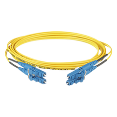 Jumper de Fibra Optica Monomodo 9/125 OS2, LC-LC Duplex, OFNR (Riser), Color Amarillo, 1 Metro (3.28 Pies)