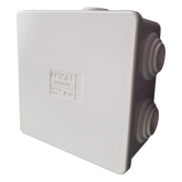Caja Estanca de PVC Para Derivación y Conexión, 6 Entradas, Tapa a Presión, 80×80×40 mm (Mayor Área Interna, Uso Exterior IP44, Material que no Propaga el Fuego y Libre de Hálogenos