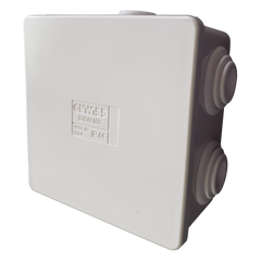 Caja Estanca de PVC Para Derivación y Conexión, 6 Entradas, Tapa a Presión, 80×80×40 mm (Mayor Área Interna, Uso Exterior IP44, Material que no Propaga el Fuego y Libre de Hálogenos