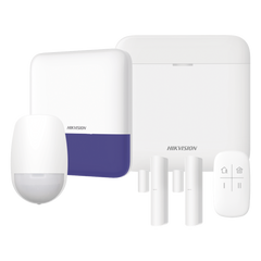 (AX PRO) KIT de Alarma AX PRO con GSM (3G/4G) / Incluye: 1 Hub con bateria de respaldo / 1 Sensores PIR / 2 Contactos Magnéticos / 1 Control Remoto / 1 Sirena Inalambrica Exterior / WiFi / Compatible con Hik-Connect P2P