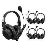 Intercomunicador Inalámbrico Binaural / Cancelación de Ruido IA / Rango 500 m (1640 ft) / Bluetooth / Batería 1050mAh / Resistente a Lluvia / Kit 5 Unidades