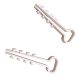 Bolsa con 100 clips sujetadores de plástico para cables de 6 a 12 mm. Ideales para instalaciones en pared, brindan sujeción firme y segura.