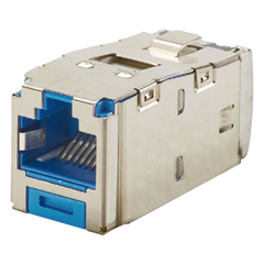 Conector Jack RJ45 Blindado, Estilo TG, Mini-Com, Categoría 6A, de 8 Posiciones y 8 Cables, Color Azul
