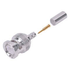 Conector BNC Macho de Anillo Plegable para Cable LP-142, LP-195, LMR-195, RG-58/U, RG-142/U, Plata/Oro/Teflón.