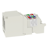 Conector Jack RJ45 Estilo TP, Mini-Com, Categoría 6, de 8 Posiciones y 8 Cables, Color Blanco Mate