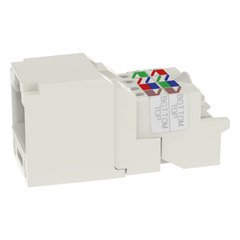 Conector Jack RJ45 Estilo TP, Mini-Com, Categoría 6, de 8 Posiciones y 8 Cables, Color Blanco Mate