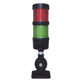Torre LED Indicadora de estado de 2 niveles color Rojo y Verde, con Buzzer integrado a 85 dB, a 110-240 VCA con Montaje incluido de 60 mm de diámetro
