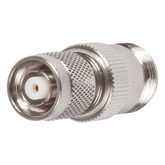 Adaptador en Línea, de Conector TNC Macho Inverso a N Hembra, Niquel/ Oro/ Teflón.