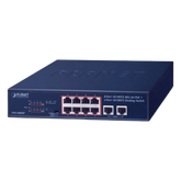 Switch de Escritorio de 8 Puertos 10/100TX 802.3at PoE+ / 2 Puertos 10/100TX / 120W PoE Budget / Modos Standard, VLAN y Extendido / Distancia Extendida Hasta 250m