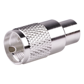 Conector UHF Macho (PL-259) para cables LP-400, RG-8/U, RG-8U-SYS, 8237, 8267, 8268, 9913, CTN-400, 7810, 8214, 7810A, RFLASH-1113, LMR-400, Plata (Concha-Níquel)/ Plata/ D.A.P. (Fibra Sintética)