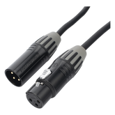 Cable XLR | 3 polos | Conector Hembra-Macho | Serie M | Carcasa Negra | Contactos Dorados | Ideal para Microfonía | Longitud 3m