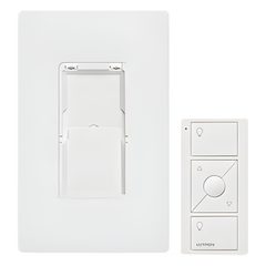 Kit de control Pico inalámbrico de 3 botones con subir/bajar para montaje en pared, incluye adaptador y placa Claro, para Caseta Wireless, RadioRA 2 y HomeWorks QS