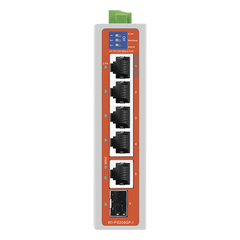 Switch Industrial / 4 Puertos 10/100 Mbps con PoE 802.3af/at / 2 Puertos Uplink Gigabit (1 Rj45 - 1 SFP) / PoE Hasta 250 m