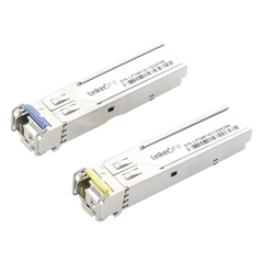 Transceptores Ópticos Industriales Bidireccionales SFP (Mini-Gbic) / Monomodo 1310 & 1550 nm / 1.25 Gbps / 1000BASE-BX / Conector LC/UPC Simplex / DDM / Hasta 10 km / 2 Piezas