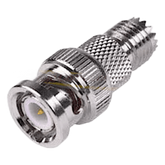 Adaptador RF en Línea / Conector Mini-UHF Hembra a BNC Macho / 50 Ohm / Cuerpo Bronce Níquel / Contacto Oro / Aislante Teflón