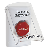 Botón de Emergencia, Texto en Español, Tapa Protectora de Policarbonato Súper Resistente, Restablecimiento con Llave