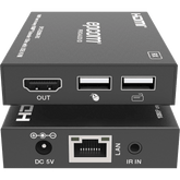 Extensor HDMI con KVM | Sobre IP | Transmisión hasta 150m | Cat5e/6 | HDCP 1.4 | 1080p | Control IR | Compatible con Switch 1G