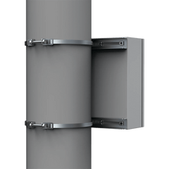 Kit de Fijación para Postes / Enclosure Pole Fixation / Acero Galvanizado / Carga Máxima 900 N / Diámetro Poste 80-250 mm (3.15-9.84 in) / 2 Perfiles + Accesorios