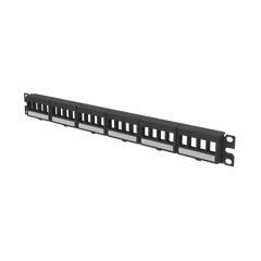 Panel de Parcheo Modular Keystone (Sin Conectores) con Placas de Acceso Frontal, de 24 Puertos, Espacio Para Identificación con Etiqueta Adhesiva, 1UR