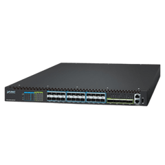 Switch Gestionado Capa 3 Multi-puerto 10G/25G + 2/4-Puerto 100G QSFP28 / 880-1520 Gbps Non-Blocking / Stacking 10 Unidades / Enrutamiento OSPF, BGP, RIP, VRRP / ERPS G.8032 / Slot Para Fuente Redundante AC/DC / Data Center y AI Infrastructure