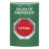 Botón de Salida de Emergencia , Texto en Español, Acción Mantenida, Girar para Restablecer, LED de iluminación