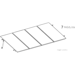 Kit Basel Sistema de Montaje Solar para 7 Módulos / Inclinación 10° / Para Módulo 645 W / Dimensiones del Módulo 2.382 m (7.8 ft) x 1.134 m (3.7 ft) / Velocidad de Viento 170 km/h / Losa Plana Una Fila