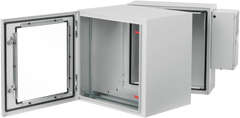 Gabinete Rack ProTek con Bisagra Doble Tipo 4 12U, Ventana de Vidrio, Aire Acondicionado, Montaje Pared, 600x612x710 mm Acero Gris Claro