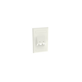 Placa de Pared Vertical Clásica, Salida Para 2 Puertos Mini-Com Inclinados, Con Espacios Para Etiquetas, Color Blanco