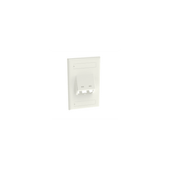 Placa de Pared Vertical Clásica, Salida Para 2 Puertos Mini-Com Inclinados, Con Espacios Para Etiquetas, Color Blanco