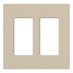 Placa de pared de 2 espacios sin tornillos visibles, acabado satinado color taupe, para atenuadores, apagadores y controles Lutron de estilo Designer