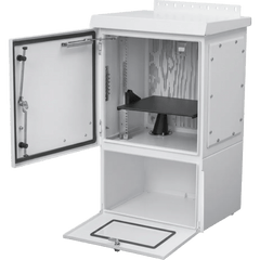 Gabinete Para Exterior OSP ComLine de 18 UR con espacio para Baterías, 700 mm de Ancho, 600 mm de Profundidad De Aluminio, Color Gris Claro Con Protección NEMA 4/12/4X/3/3R; IP66