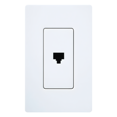 Jack telefónico de pared RJ11 de 6 conductores, diseño a ras de pared, color blanco, para placas Lutron Claro y Satin Colors (placa se vende por separado)