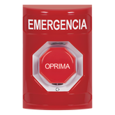 Botón de Emergencia, Texto en Español, Color Rojo, Acción Mantenida, Girar para Restablecer y LED Multicolor