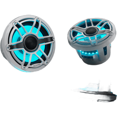 Bocinas Náuticas JL Audio M6 8.8" / Coaxial / LED Transflective / Rejilla Deportiva Blanca / 125 W RMS / 4 Ω / Respuesta 38 Hz-20 kHz / Polipropileno Relleno de Mica