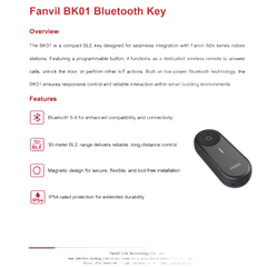 Bluetooth Key / 1 Botón Programable / Bluetooth 5.4 / Alcance 30 m (98.4 ft) / IP54 / Batería 300 mAh / Magnético