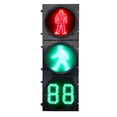 Semáforo Peatonal Estático RX300-3-3910SS-1 / LED de Alta Visibilidad 400 mts / Patrón Peatonal Rojo + Verde Estático + Contador 2 Dígitos / IP53 / Voltaje 176-265 VAC / Material PC+ABS / Temperatura -40°C a 80°C