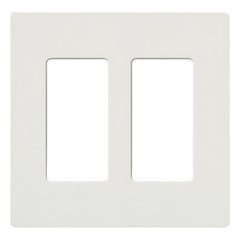 Placa de pared Claro de 2 espacios sin tornillos visibles, color blanco brillante, para atenuadores, apagadores y controles Pico Lutron