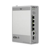 Switch Industrial PoE / 4 Puertos Gigabit PoE++ (802.3bt) / 1 Puerto Gigabit + 1 SFP / Alimentación DC 12-57V / Fanless / DIN-Rail / -30°C a 65°C / 55W-300W Budget PoE