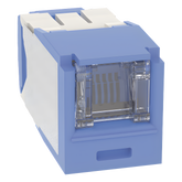 Conector Jack RJ45 Estilo TG con Ventana, Mini-Com, Categoría 6A, de 8 Posiciones y 8 Cables, Color Azul