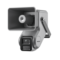 Cámara IP 4 Megapixel + Bocina IP Integrada / Lente Motorizado 2.8 a 12 mm / 7 Watts de Potencia / Exterior IP67 / PoE+ / Metal / DualLight (50 mts IR 20 mts Luz Blanca) /2 Micrófonos Integrados / MicroSD