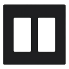 Placa de pared Claro de 2 espacios sin tornillos visibles, acabado negro brillante, para atenuadores, apagadores y controles Pico de Lutron