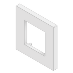 Embellecedor para Caja Europea / Dimensiones 84x84x8 mm Externas / ABS Antimicrobiano / Blanco con Efecto de Contraste / Colocación Fácil y Rápida