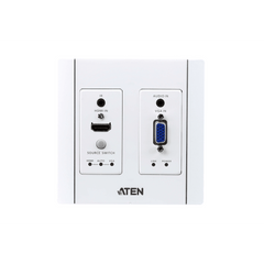 Transmisor HDBaseT | HDMI y VGA | Placa de Pared US / PoH (4K a 100 m) | (HDBaseT Class A) (PoH PD)