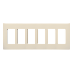 Placa de pared Claro sin tornillos para 6 dispositivos, color almendra claro, para controles Lutron tipo decora