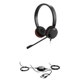Jabra Evolve 30 II Duo con conexión USB C/A y 3.5mm, micrófono con cancelación de ruido y controlador en el cable con botones e indicadores LED (5399-829-369))