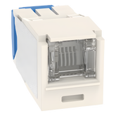 Conector Jack RJ45 Estilo TG con Ventana, Mini-Com, Categoría 6A, de 8 Posiciones y 8 Cables, Color Blanco