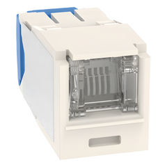 Conector Jack RJ45 Estilo TG con Ventana, Mini-Com, Categoría 6A, de 8 Posiciones y 8 Cables, Color Blanco