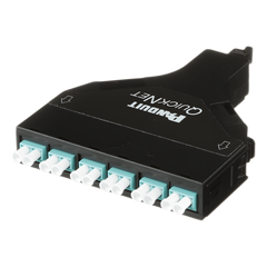 Cassette de Fibra Óptica SFQ QuickNet™ de 6 Adaptadores LC Dúplex (12 Fibras) a MPO, Para Fibra Multimodo OM4, Método A, Color Negro